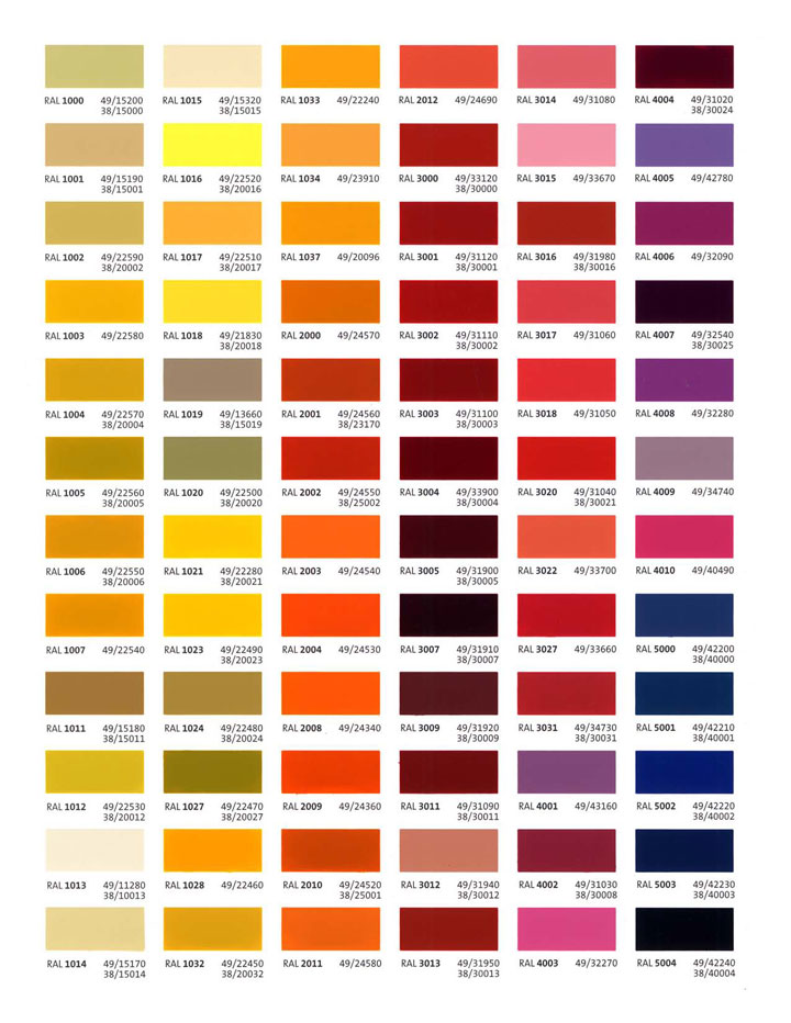 Tiger Drylac Ral Color Chart